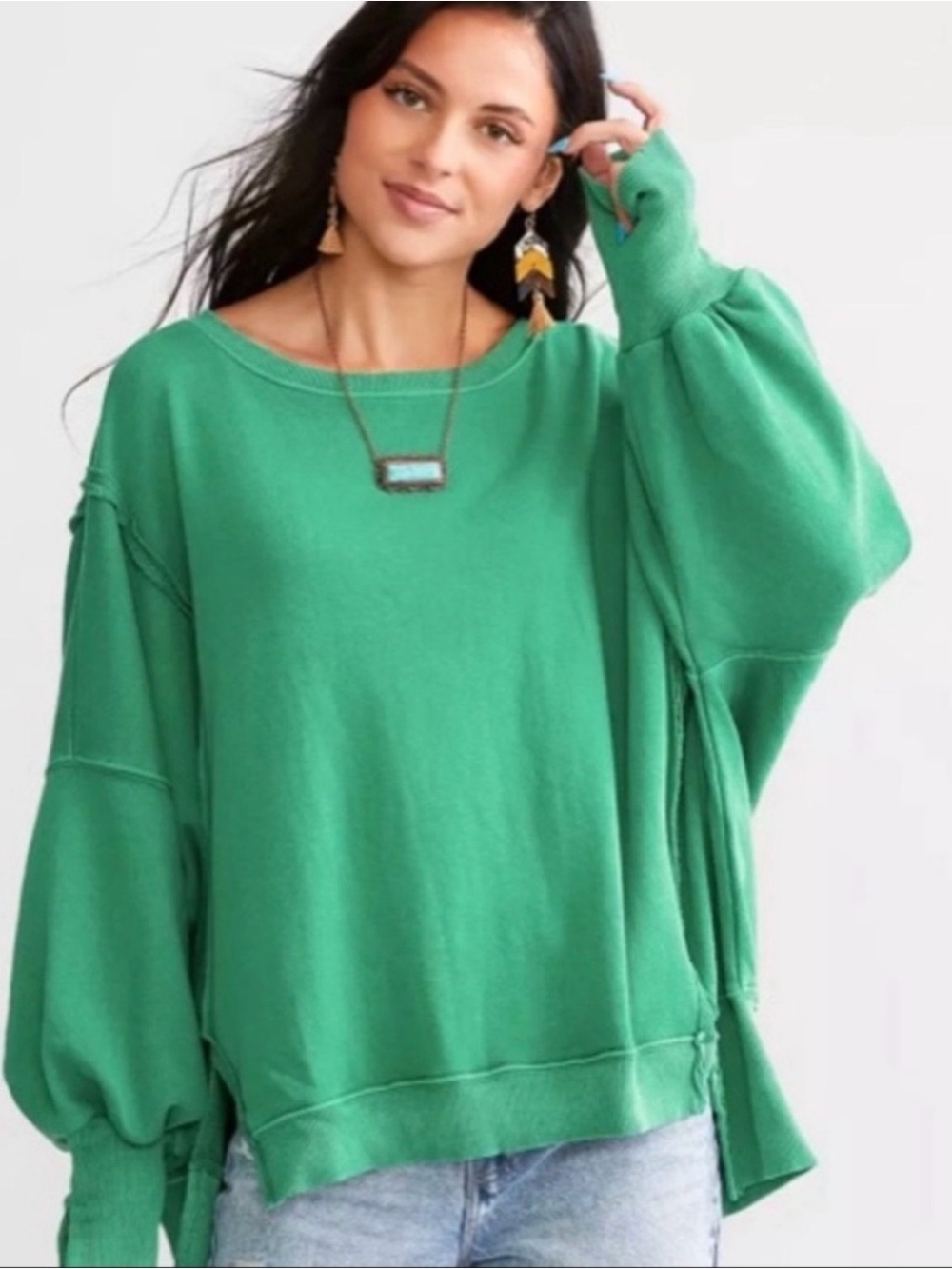 We The Free/ Free People Camden sweatshirt Tennis Green M
